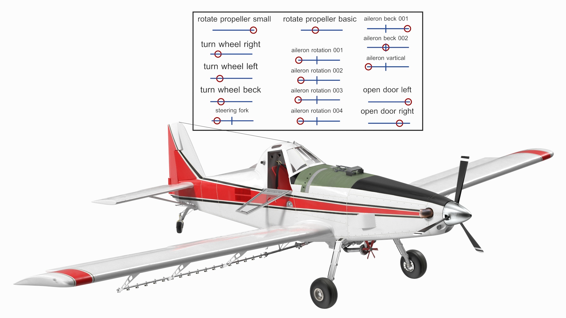 Agricultural Aircraft White Rigged 3D model