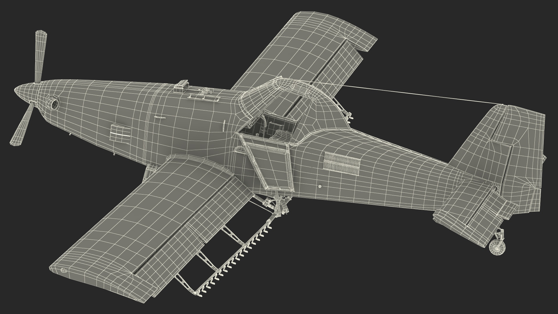 Agricultural Aircraft White Rigged 3D model
