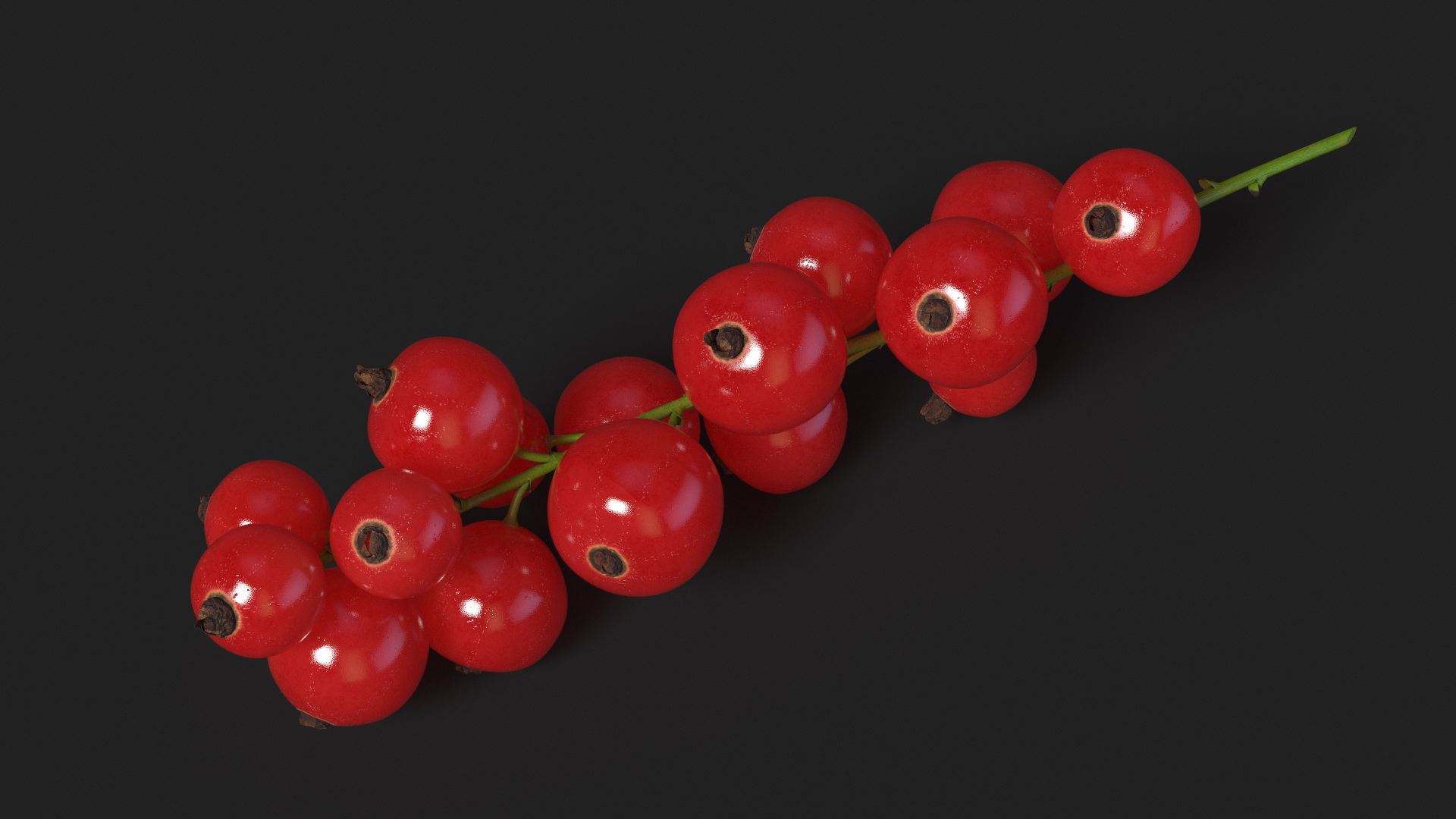 Red Currant Cluster 3D model