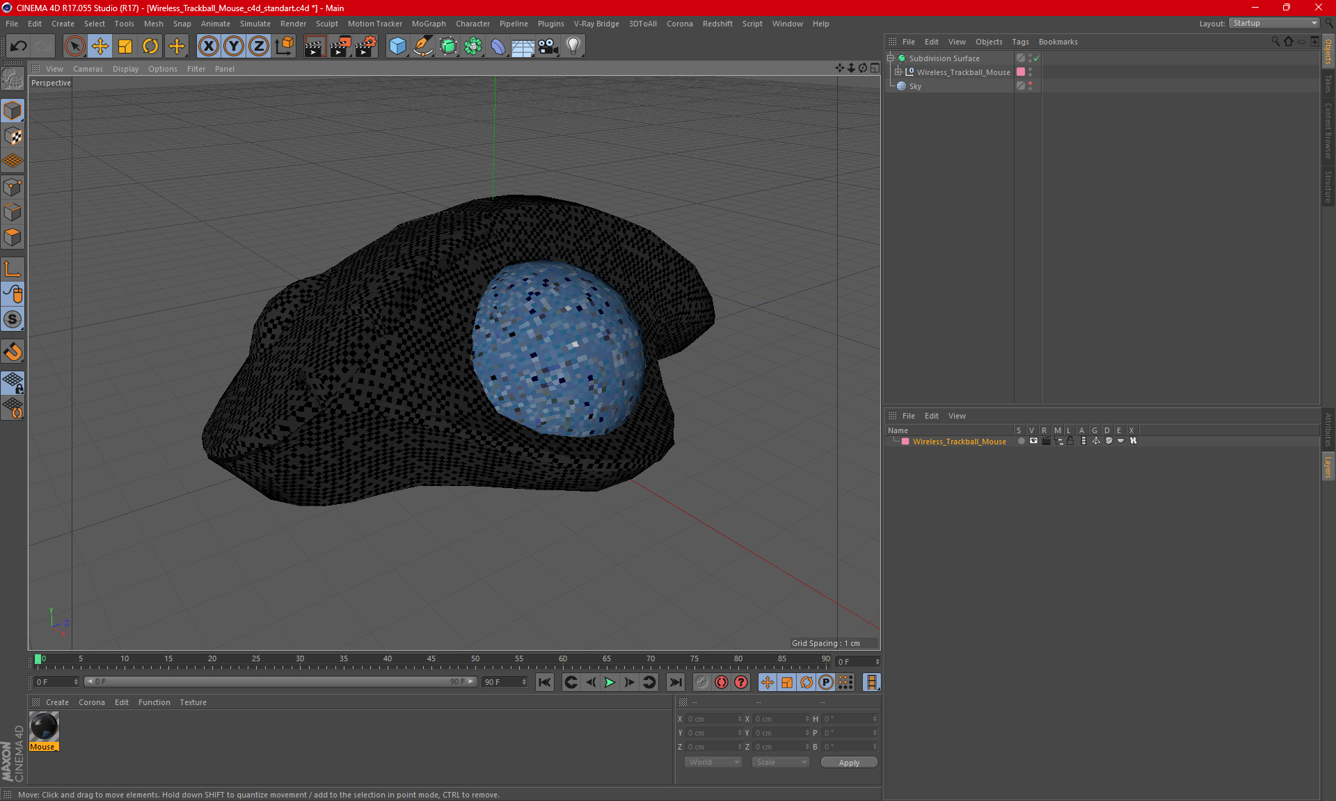 Wireless Trackball Mouse 3D model