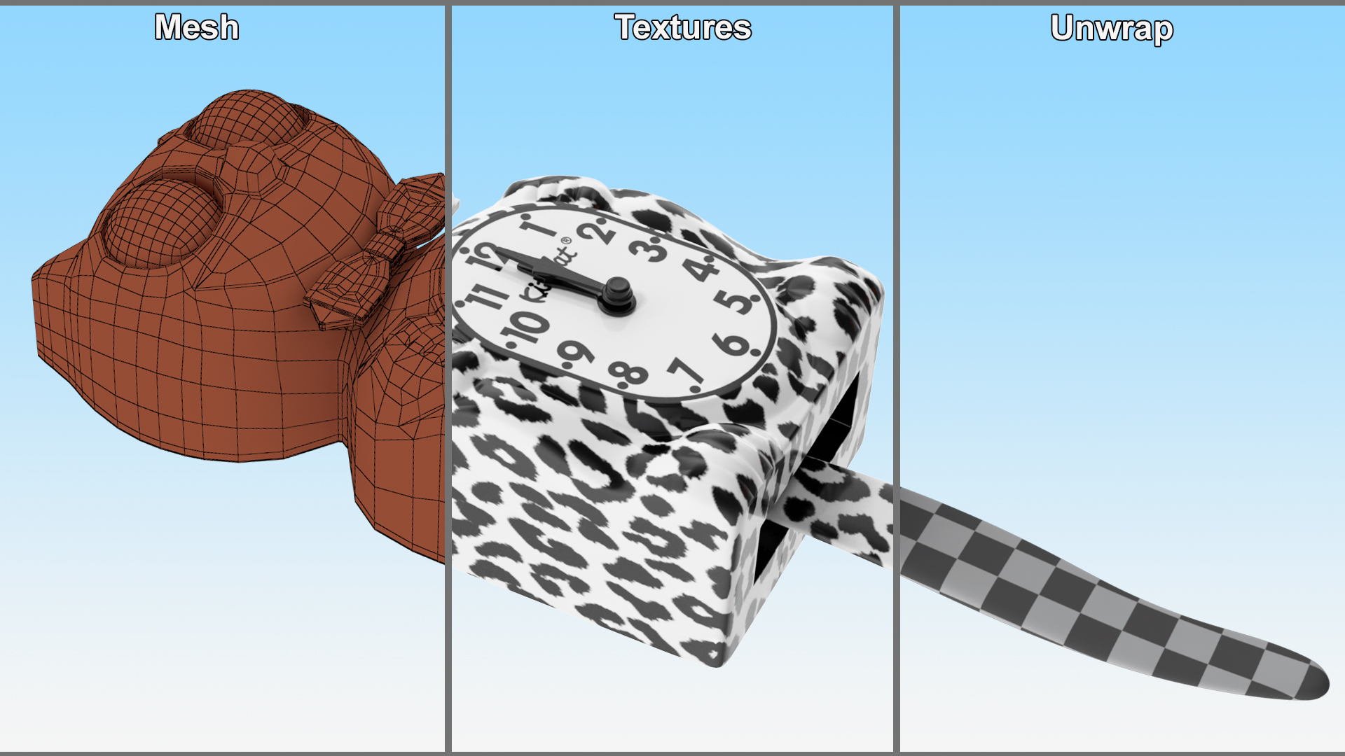 3D Snow Leopard Kit Cat Clock Rigged model