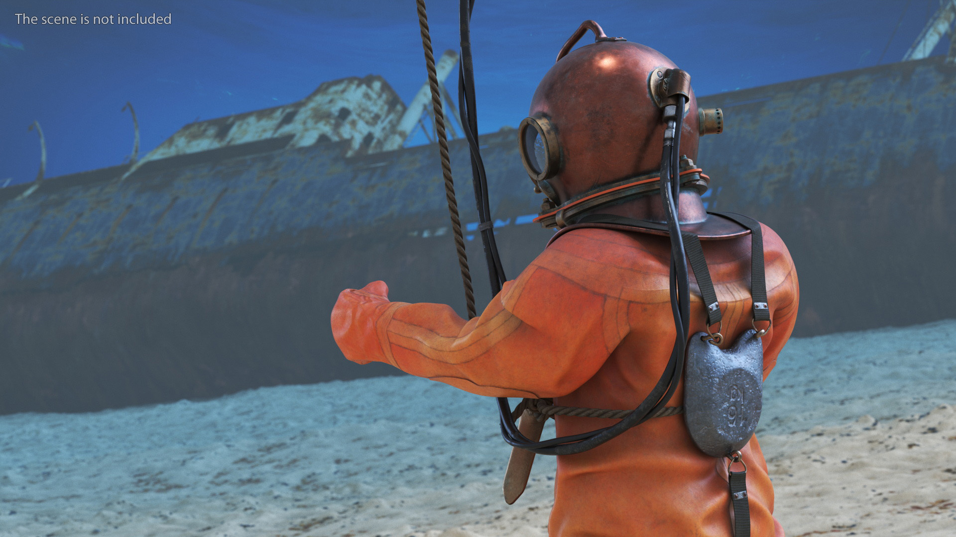 3D Diving Armor Old Diving Pose model