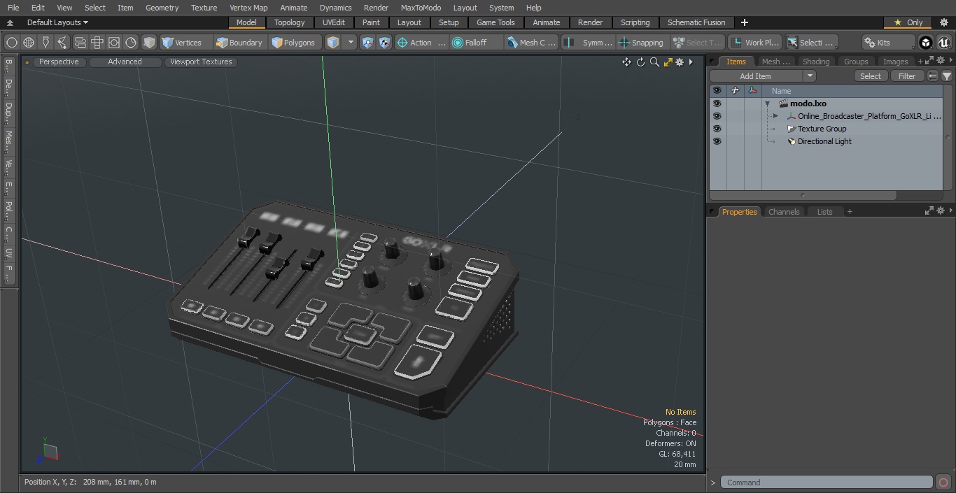 3D Online Broadcaster Platform GoXLR Lights On model