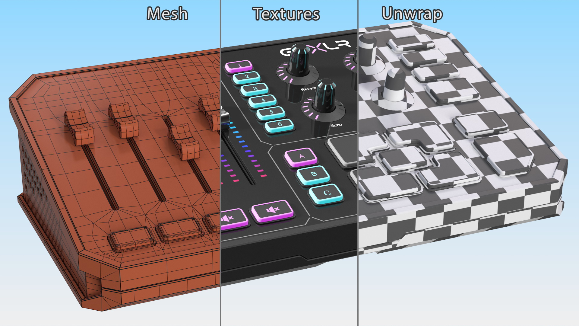 3D Online Broadcaster Platform GoXLR Lights On model