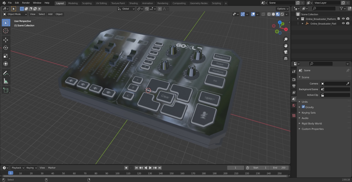 3D Online Broadcaster Platform GoXLR Lights On model
