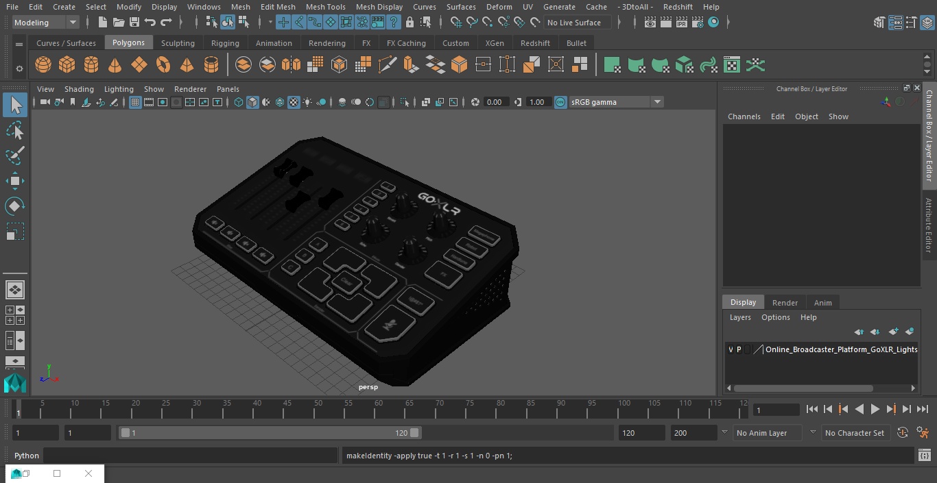 3D Online Broadcaster Platform GoXLR Lights On model