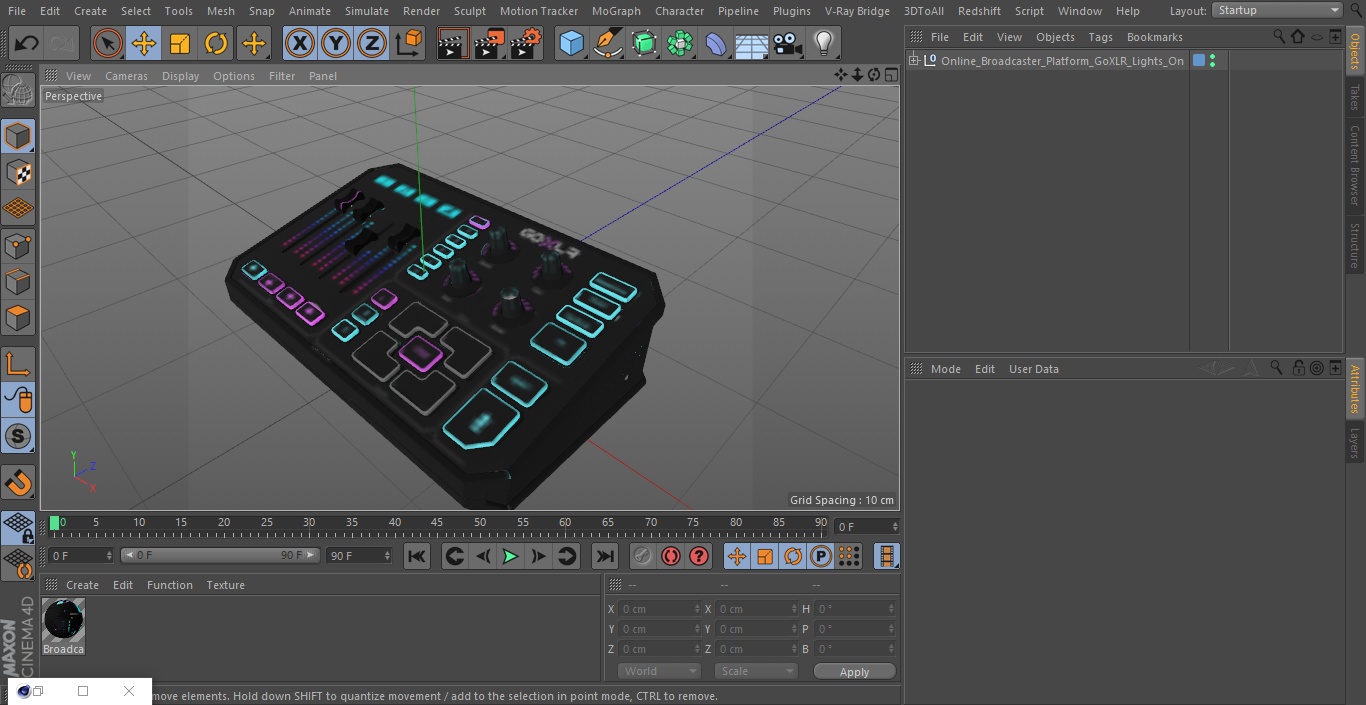 3D Online Broadcaster Platform GoXLR Lights On model