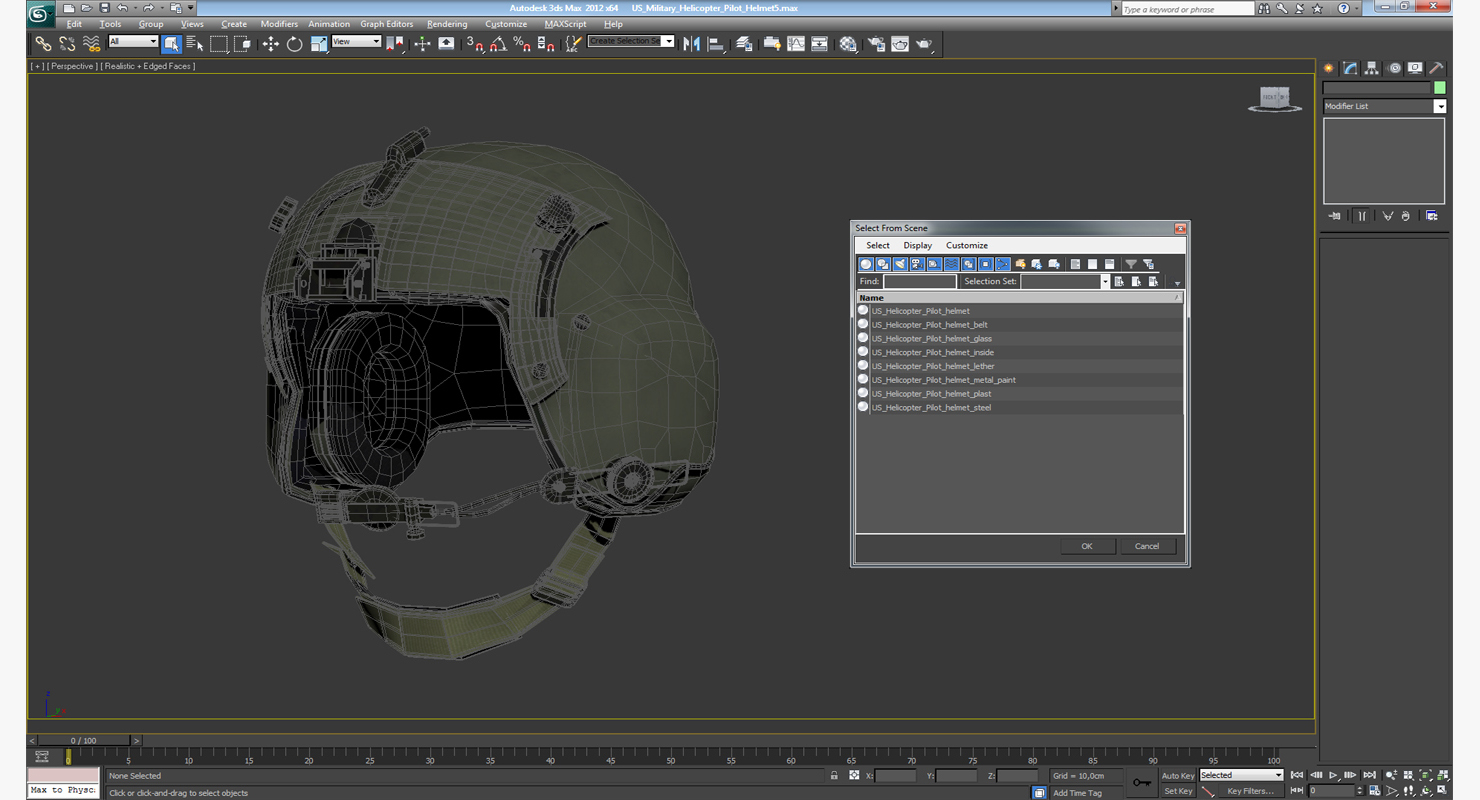 3D model US Military Helicopter Pilot Helmet