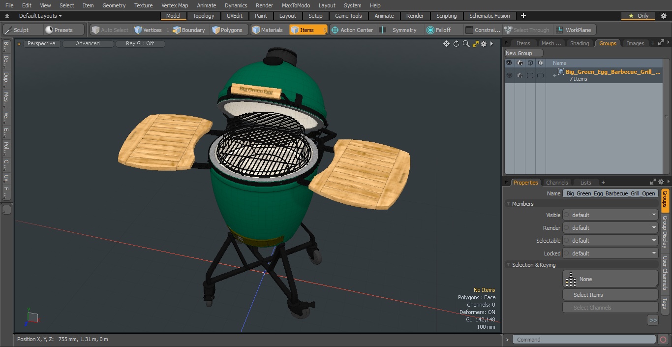3D Big Green Egg Barbecue Grill Open model