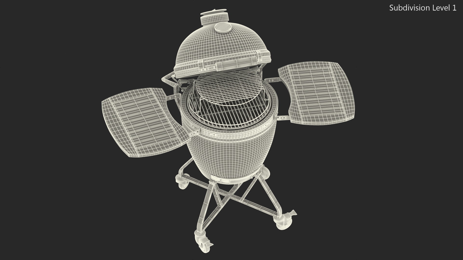 3D Big Green Egg Barbecue Grill Open model