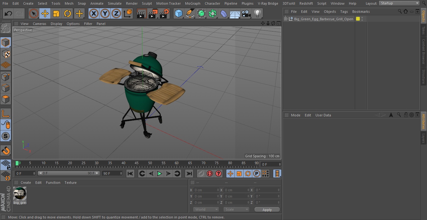 3D Big Green Egg Barbecue Grill Open model