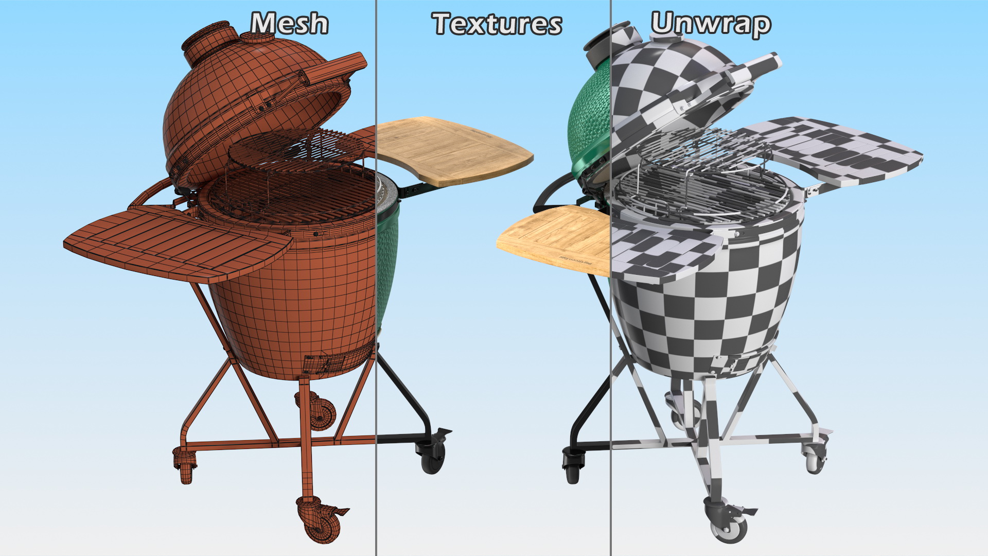3D Big Green Egg Barbecue Grill Open model