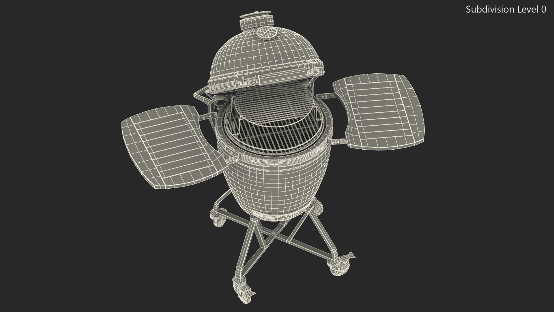 3D Big Green Egg Barbecue Grill Open model
