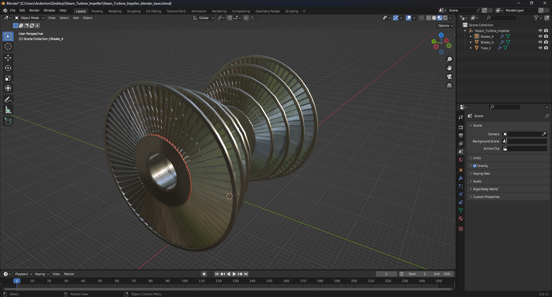 Steam Turbine Impeller 3D