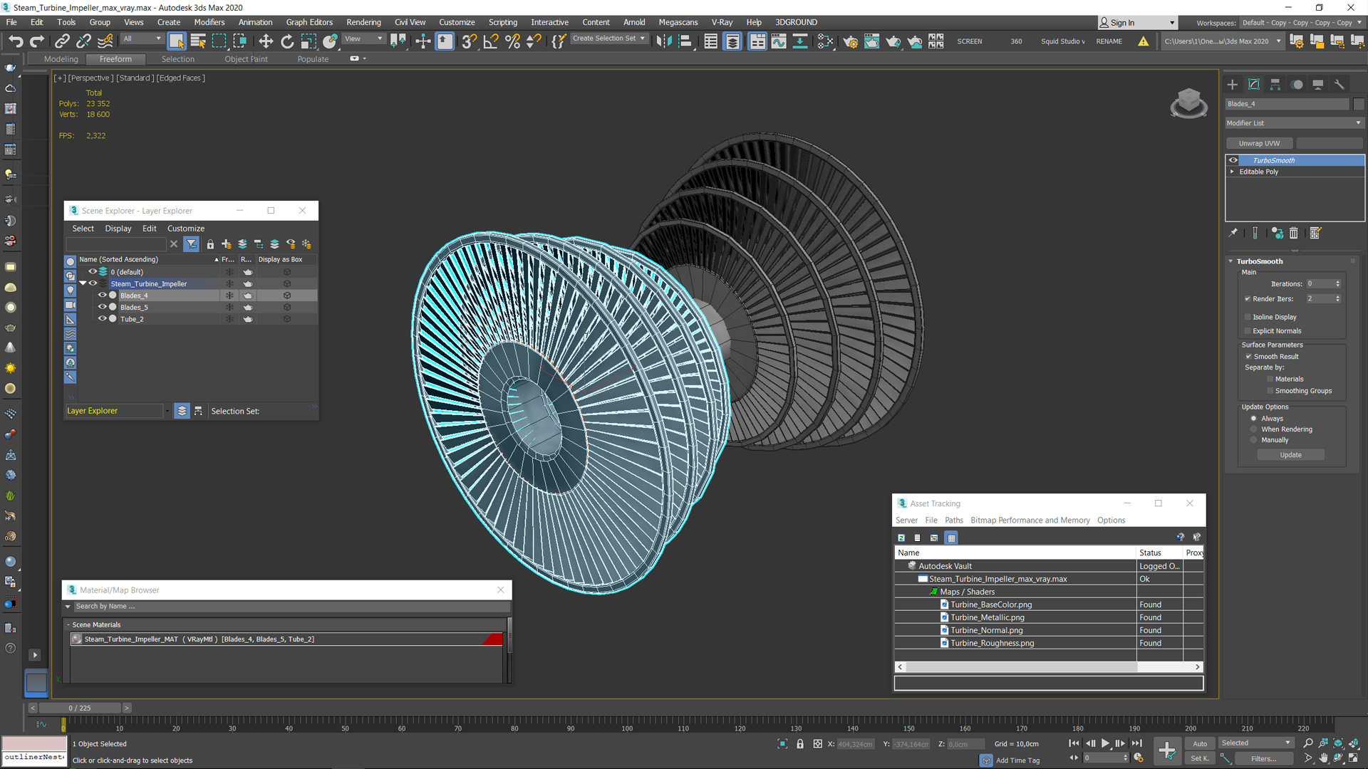 Steam Turbine Impeller 3D
