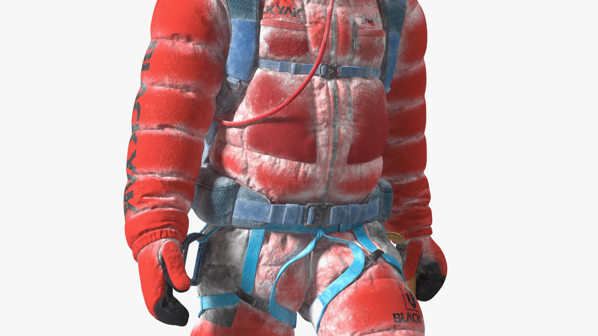 3D Climber in a Snow-Covered Suit Goes to Everest