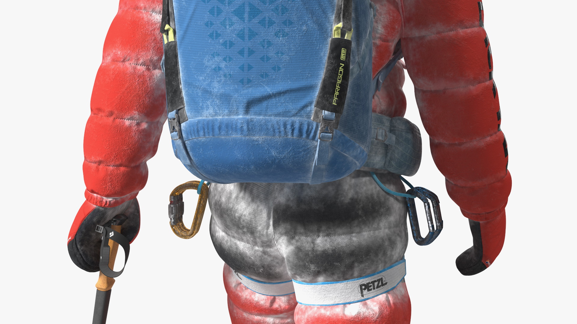3D Climber in a Snow-Covered Suit Goes to Everest