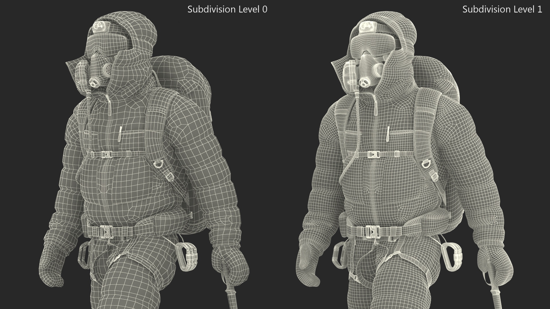 3D Climber in a Snow-Covered Suit Goes to Everest