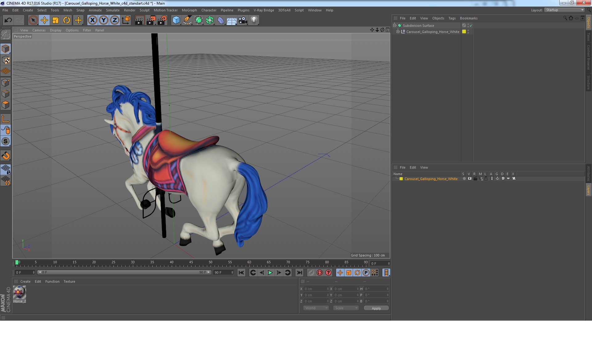 3D model Carousel Galloping Horse White