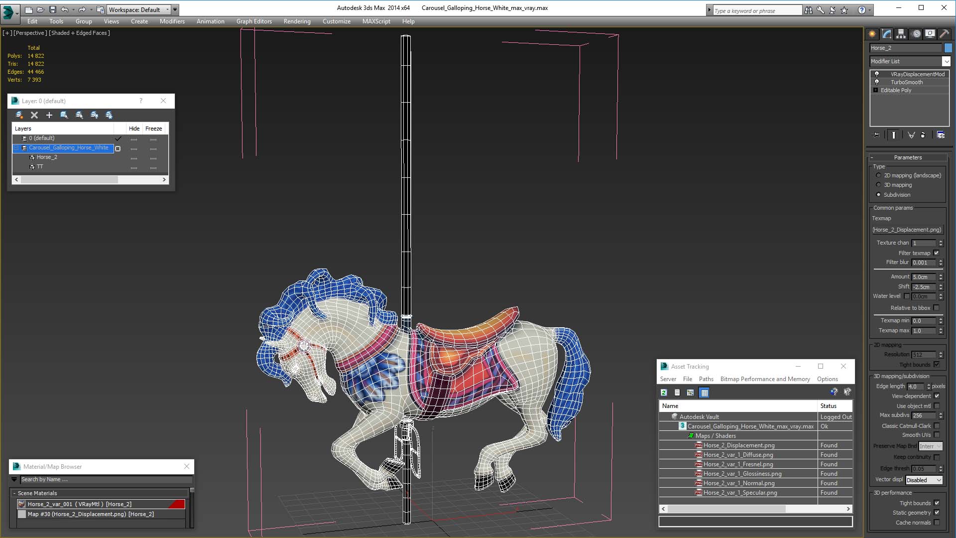 3D model Carousel Galloping Horse White