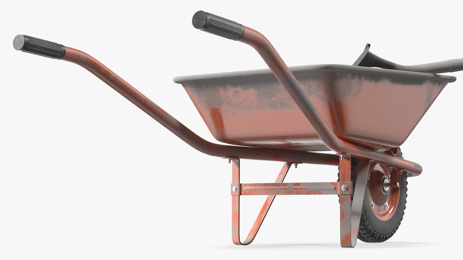 3D One Wheel Construction Cart Full of Concrete with Shovel