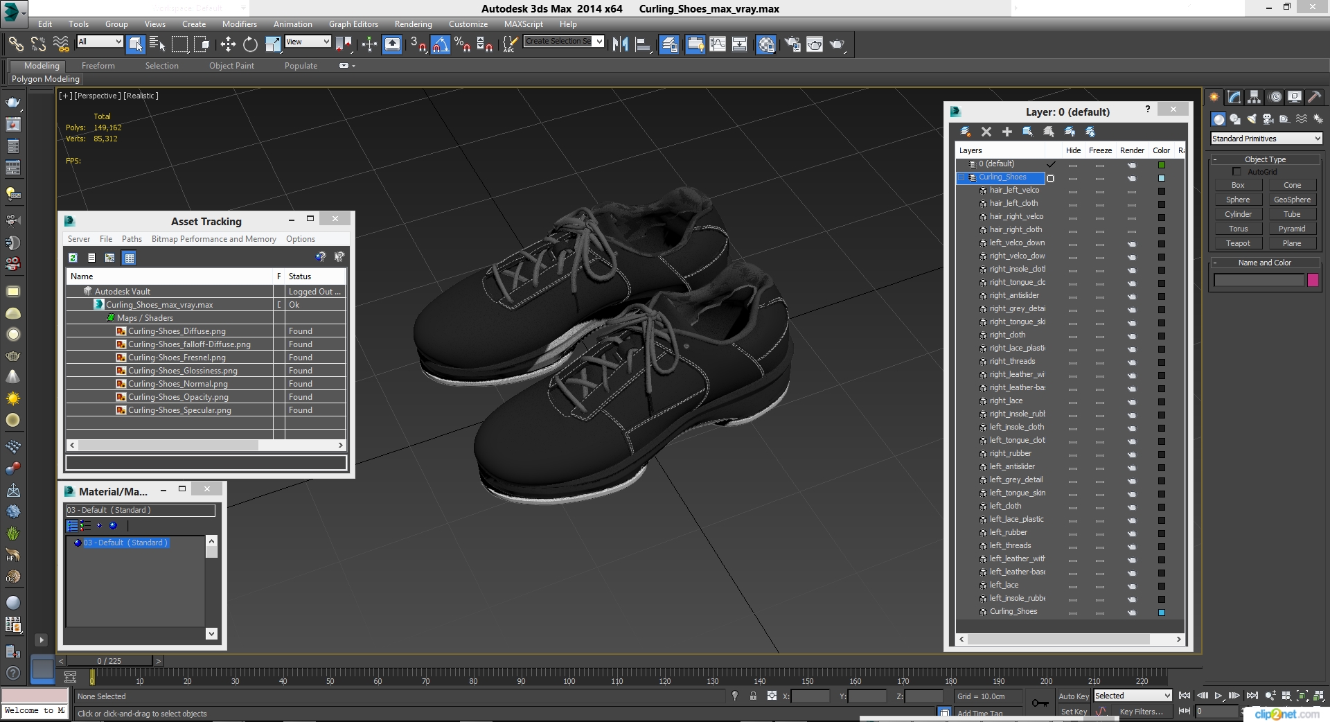 Curling Shoes Fur 3D
