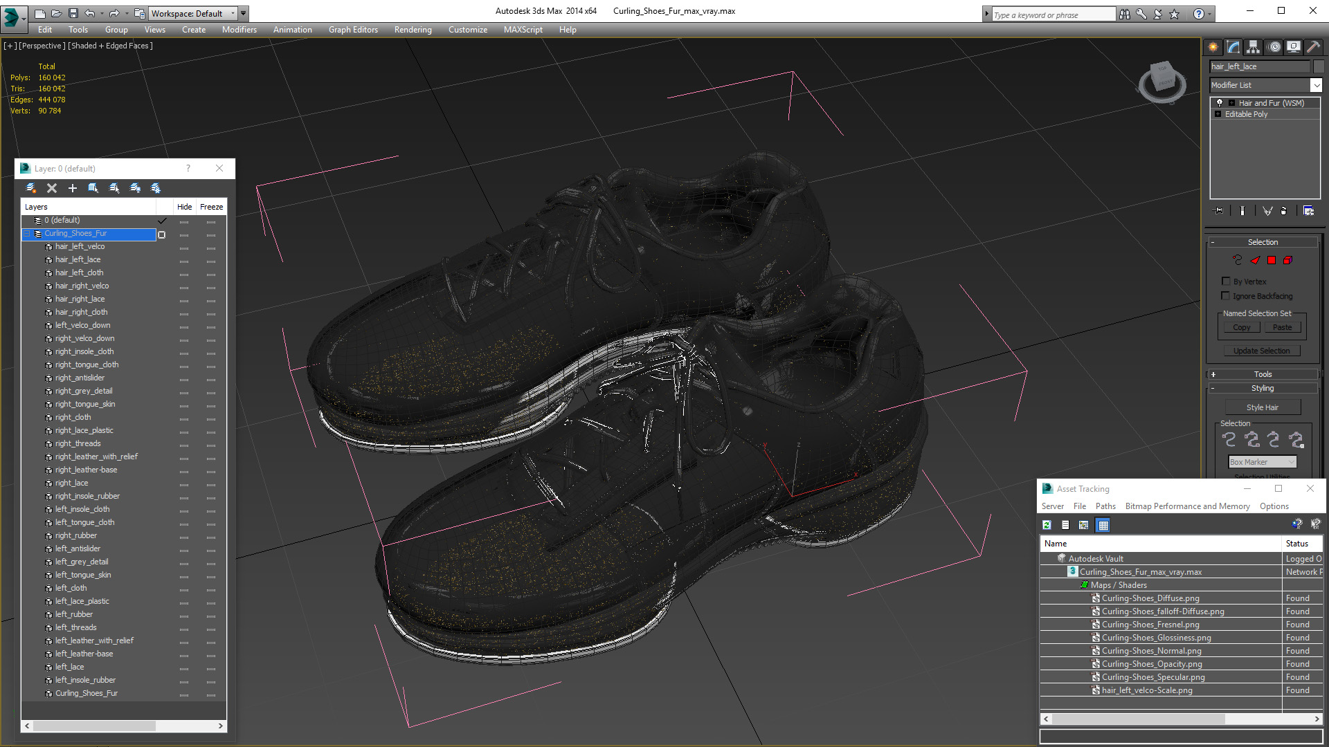 Curling Shoes Fur 3D