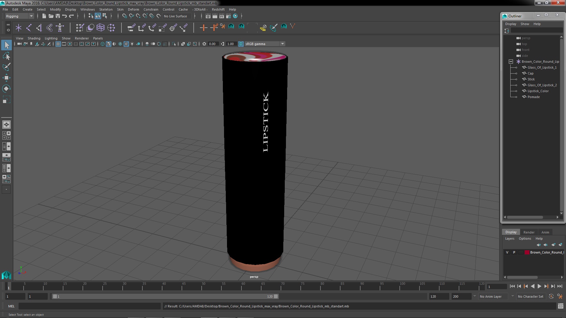 3D Brown Color Round Lipstick