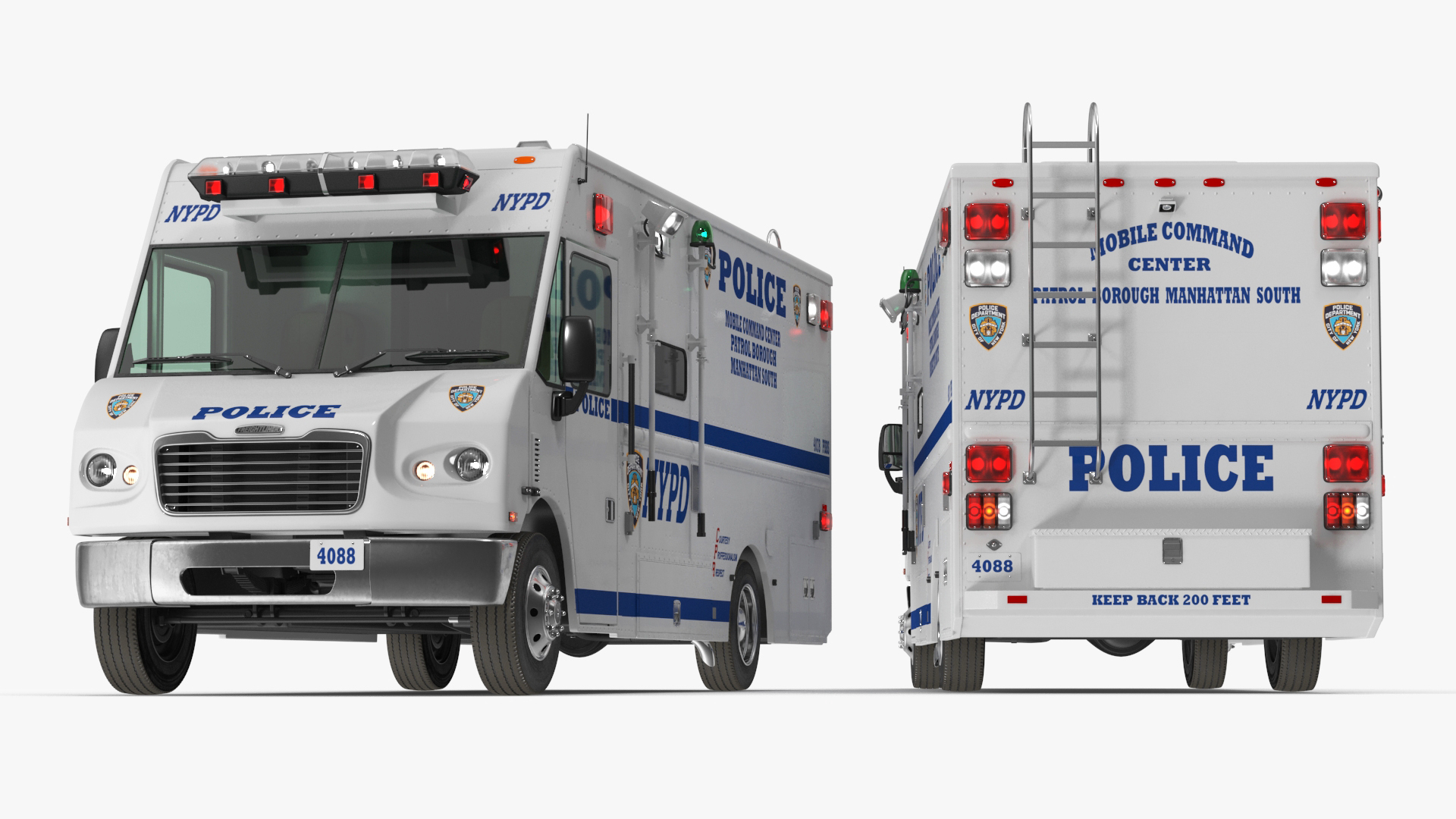 NYPD Mobile Command Center Lights On Simple Interior 3D