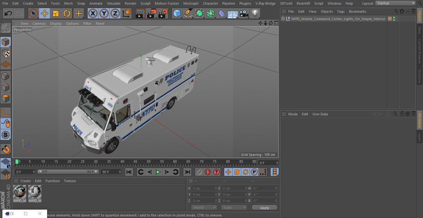 NYPD Mobile Command Center Lights On Simple Interior 3D