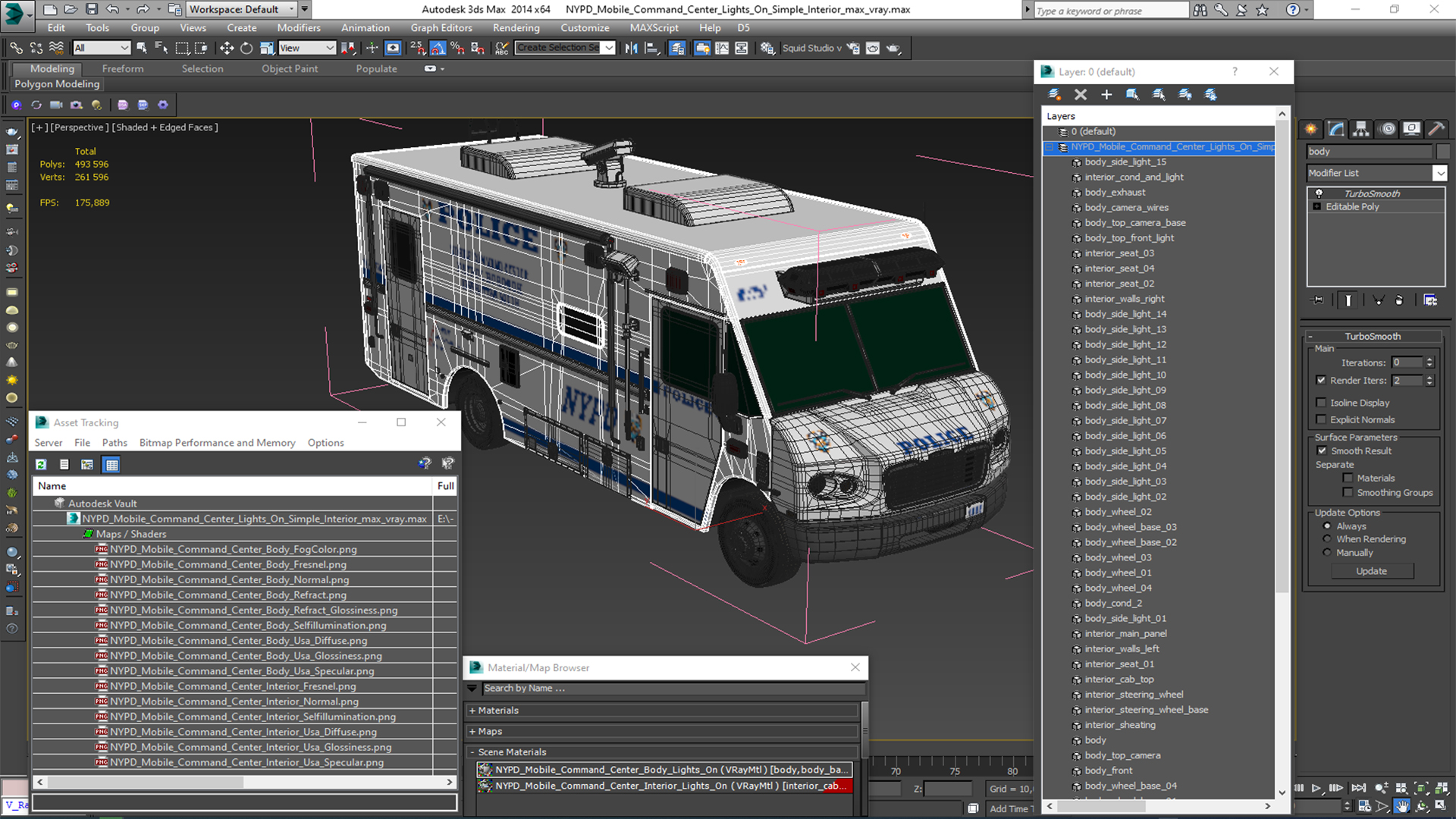 NYPD Mobile Command Center Lights On Simple Interior 3D