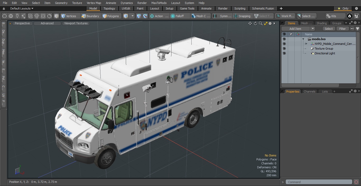 NYPD Mobile Command Center Lights On Simple Interior 3D