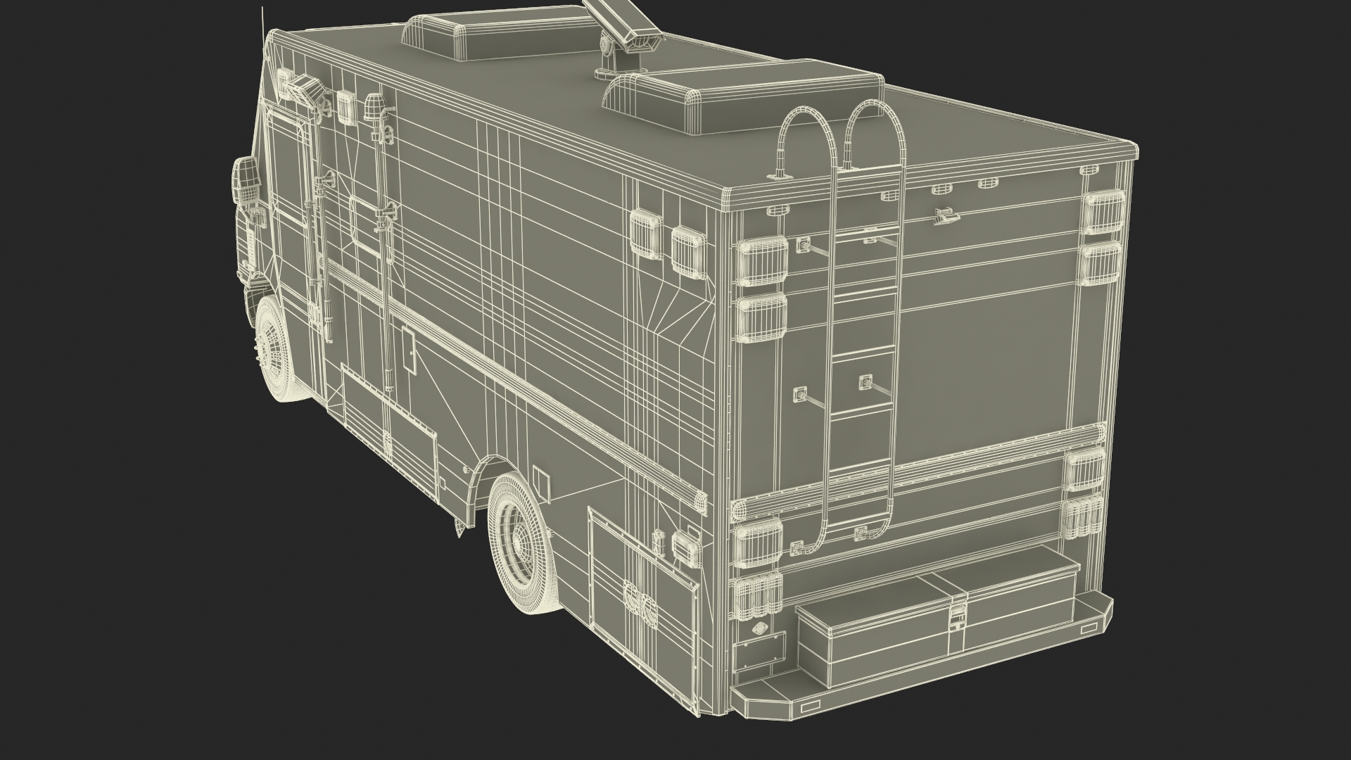 NYPD Mobile Command Center Lights On Simple Interior 3D