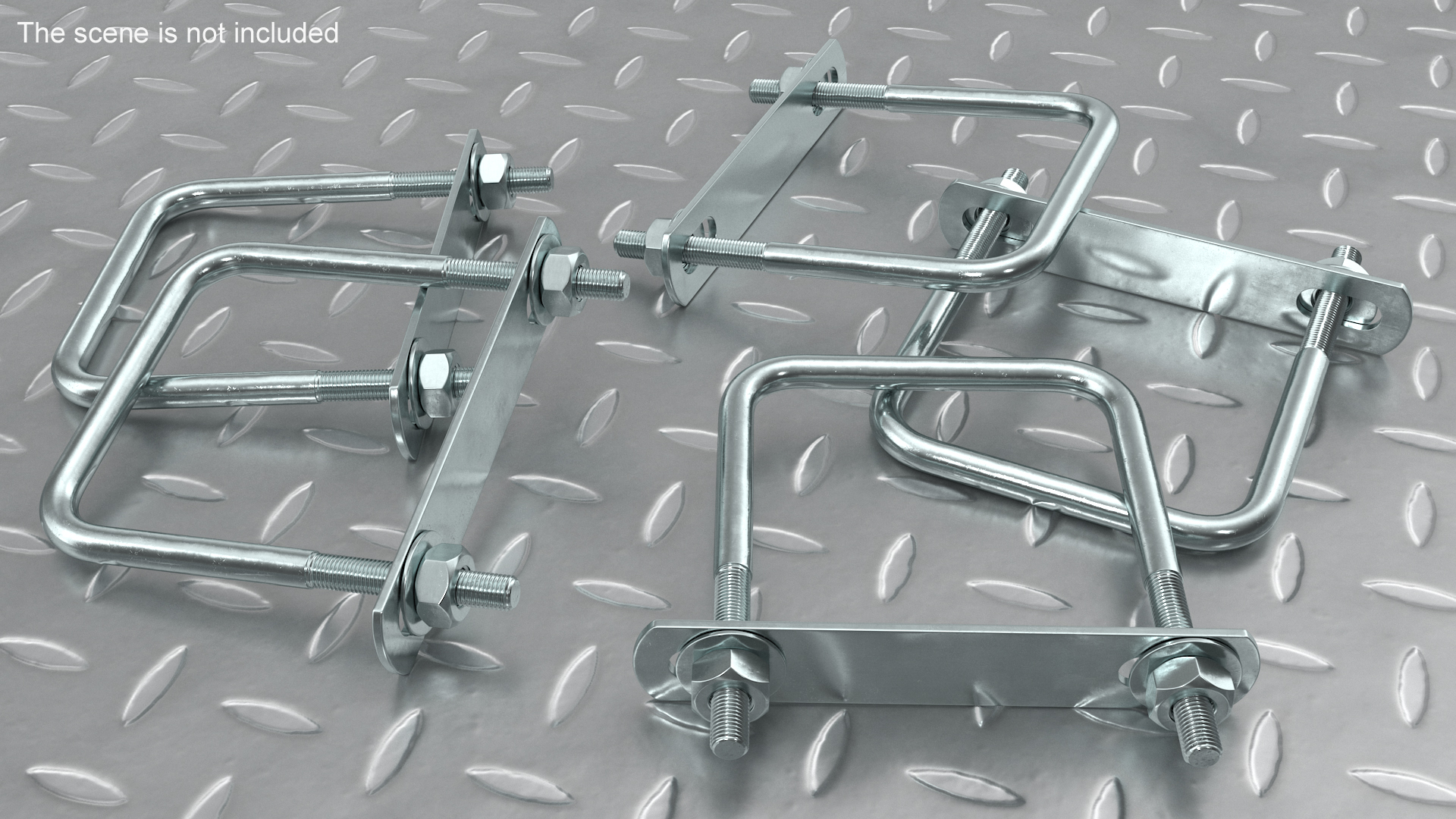 U Bolt Bracket Square Steel 3D