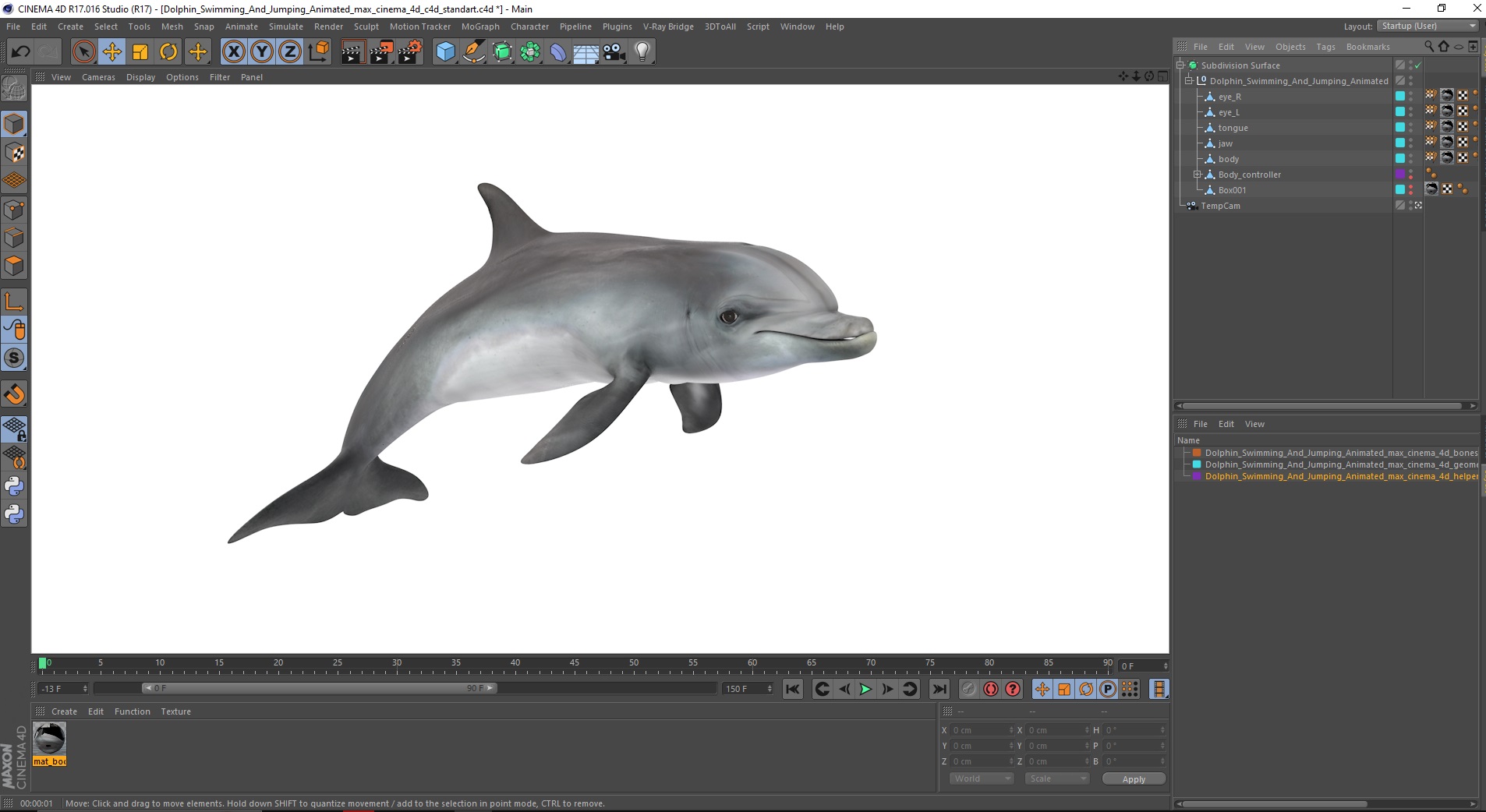 3D Dolphin Swimming And Jumping Animated for Cinema 4D