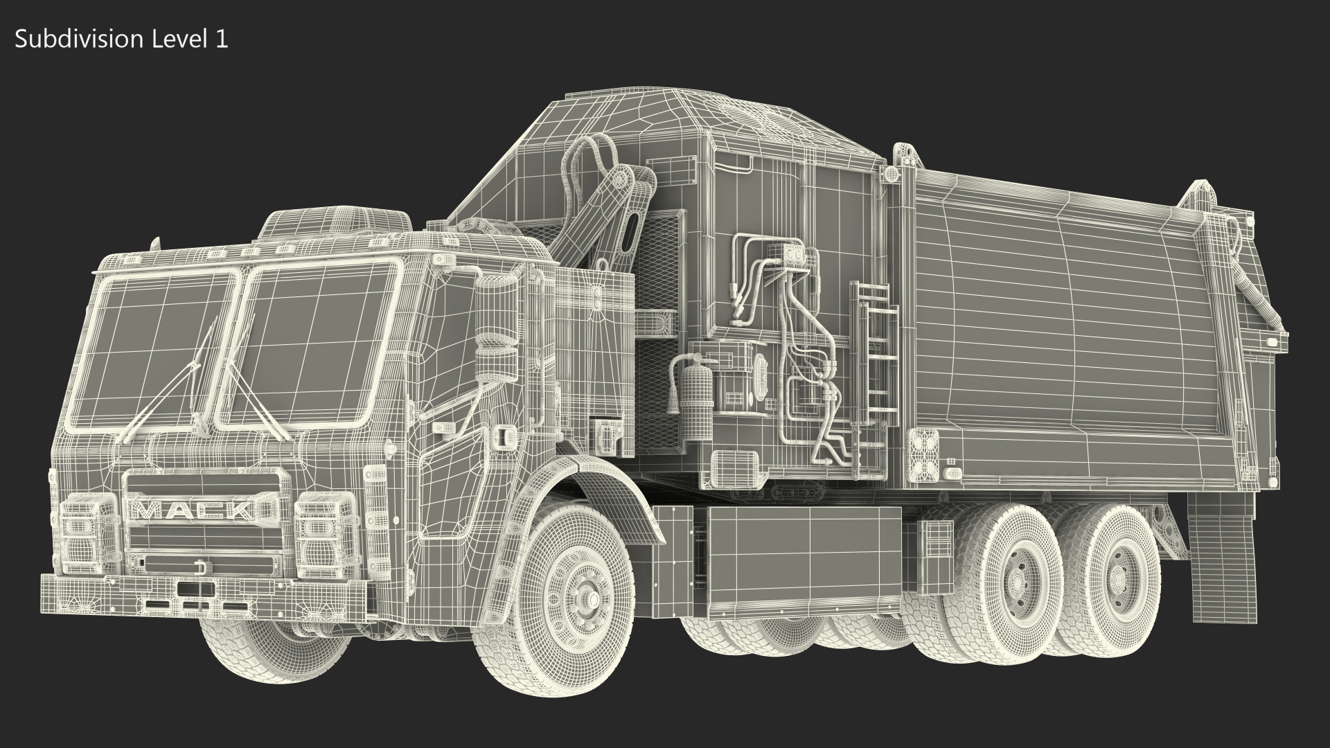 3D Mack LR Electric Blue Simple Interior Rigged for Maya model
