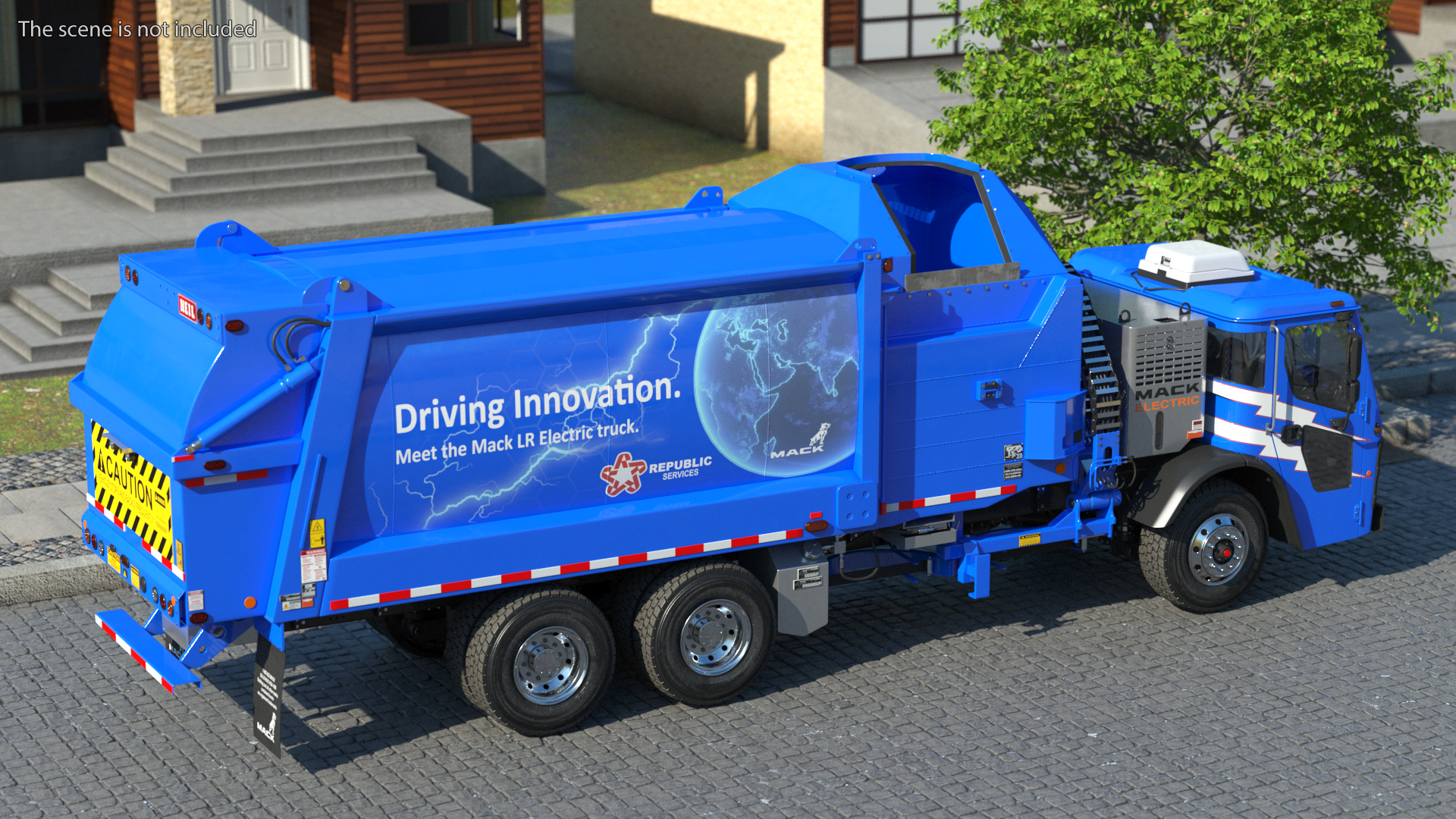 3D Mack LR Electric Blue Simple Interior Rigged for Maya model