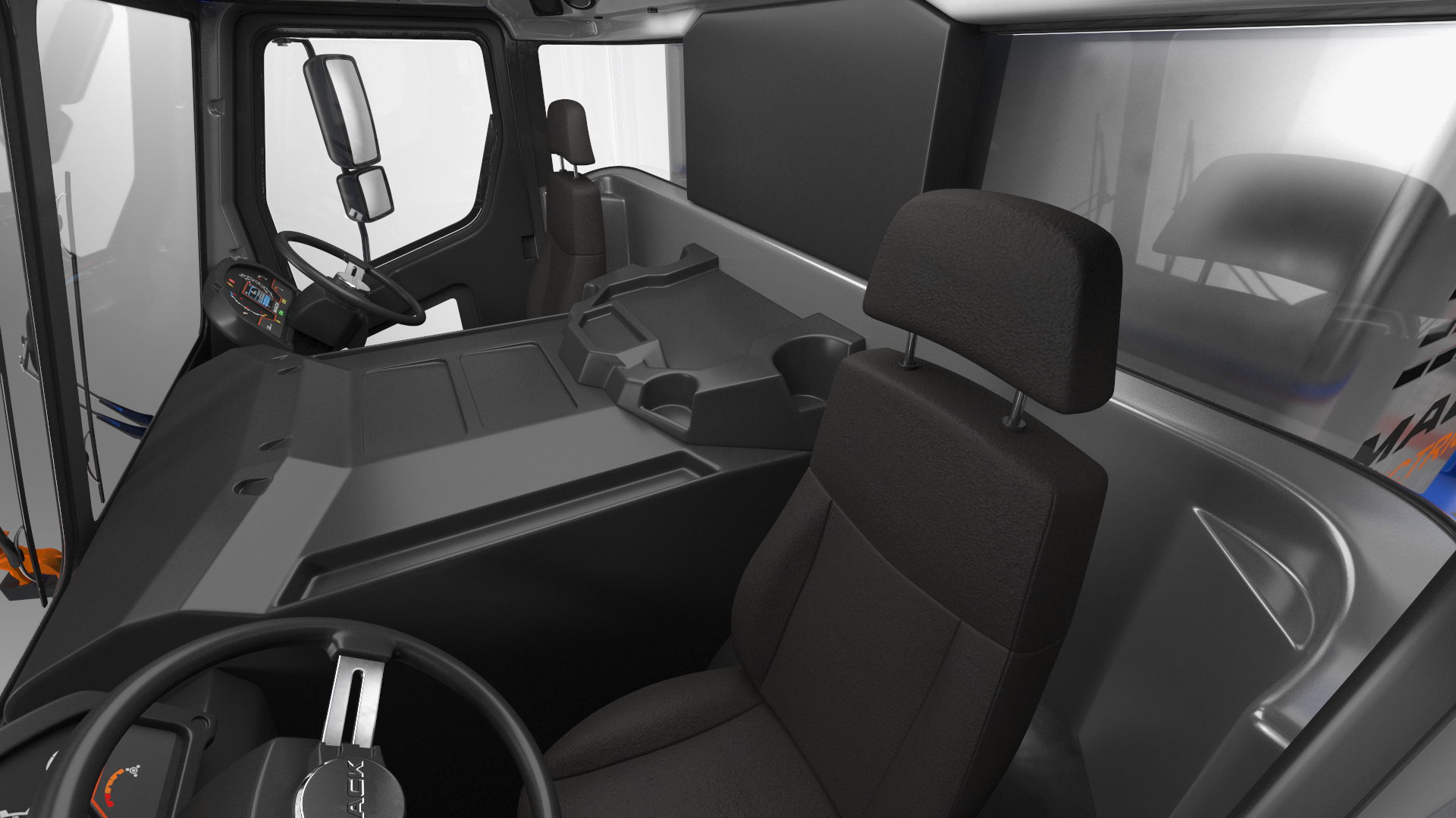 3D Mack LR Electric Blue Simple Interior Rigged for Maya model