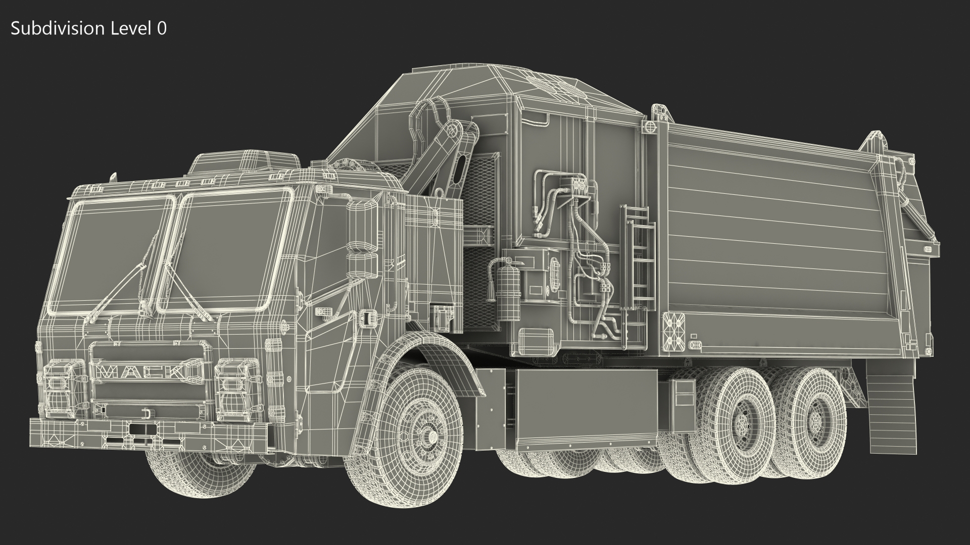 3D Mack LR Electric Blue Simple Interior Rigged for Maya model