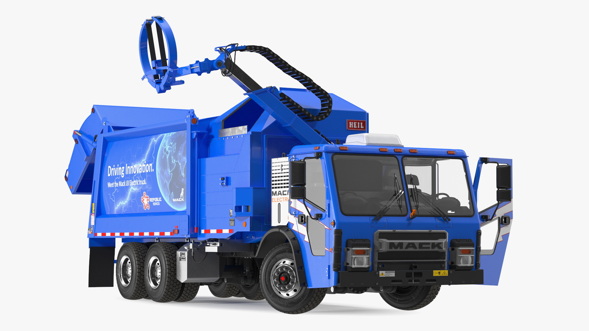 3D Mack LR Electric Blue Simple Interior Rigged for Maya model