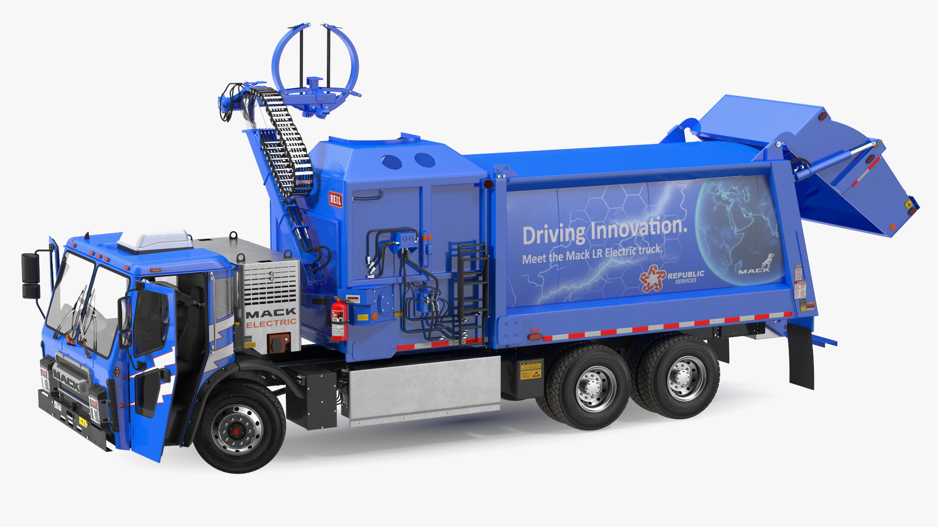 3D Mack LR Electric Blue Simple Interior Rigged for Maya model