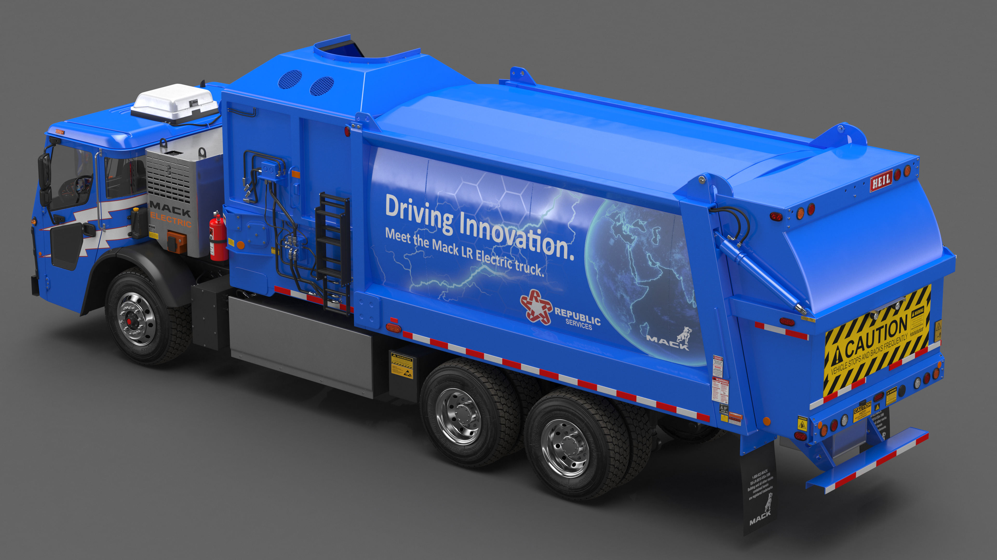 3D Mack LR Electric Blue Simple Interior Rigged for Maya model