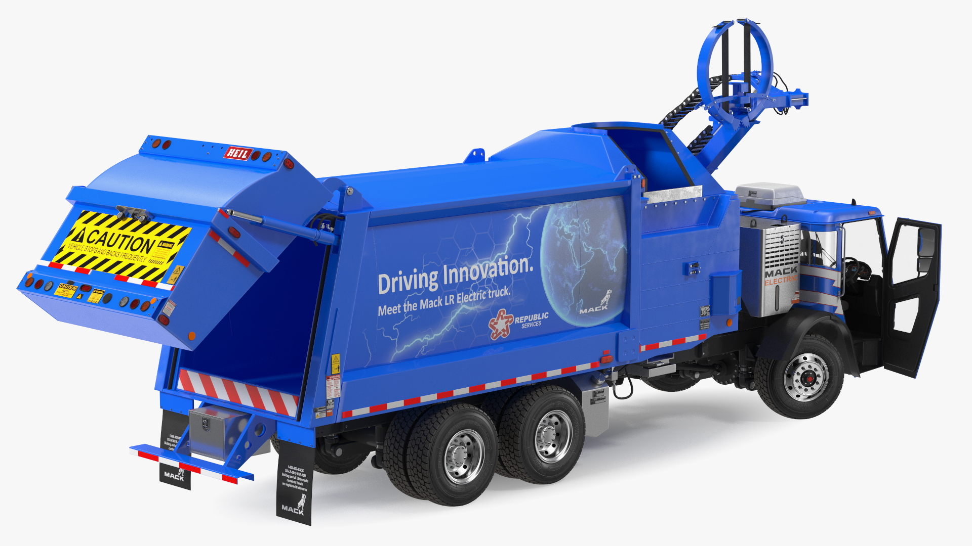 3D Mack LR Electric Blue Simple Interior Rigged for Maya model