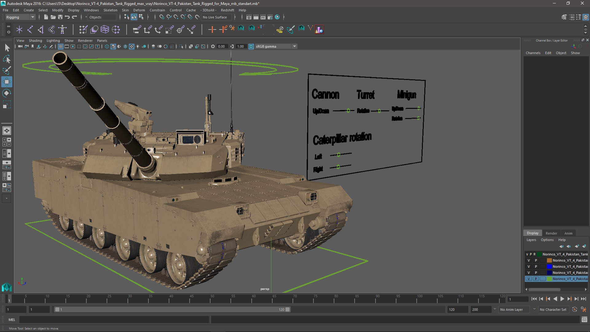 Norinco VT-4 Pakistan Tank Rigged for Maya 3D