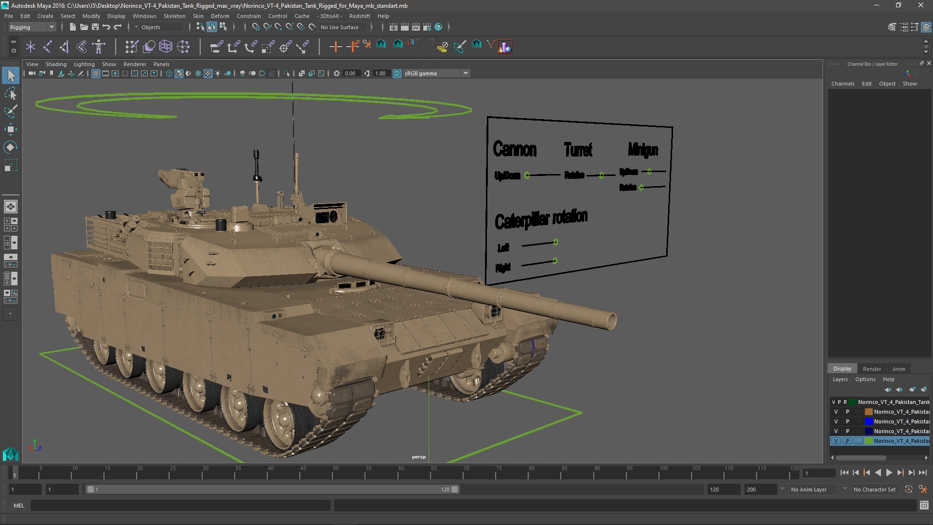 Norinco VT-4 Pakistan Tank Rigged for Maya 3D