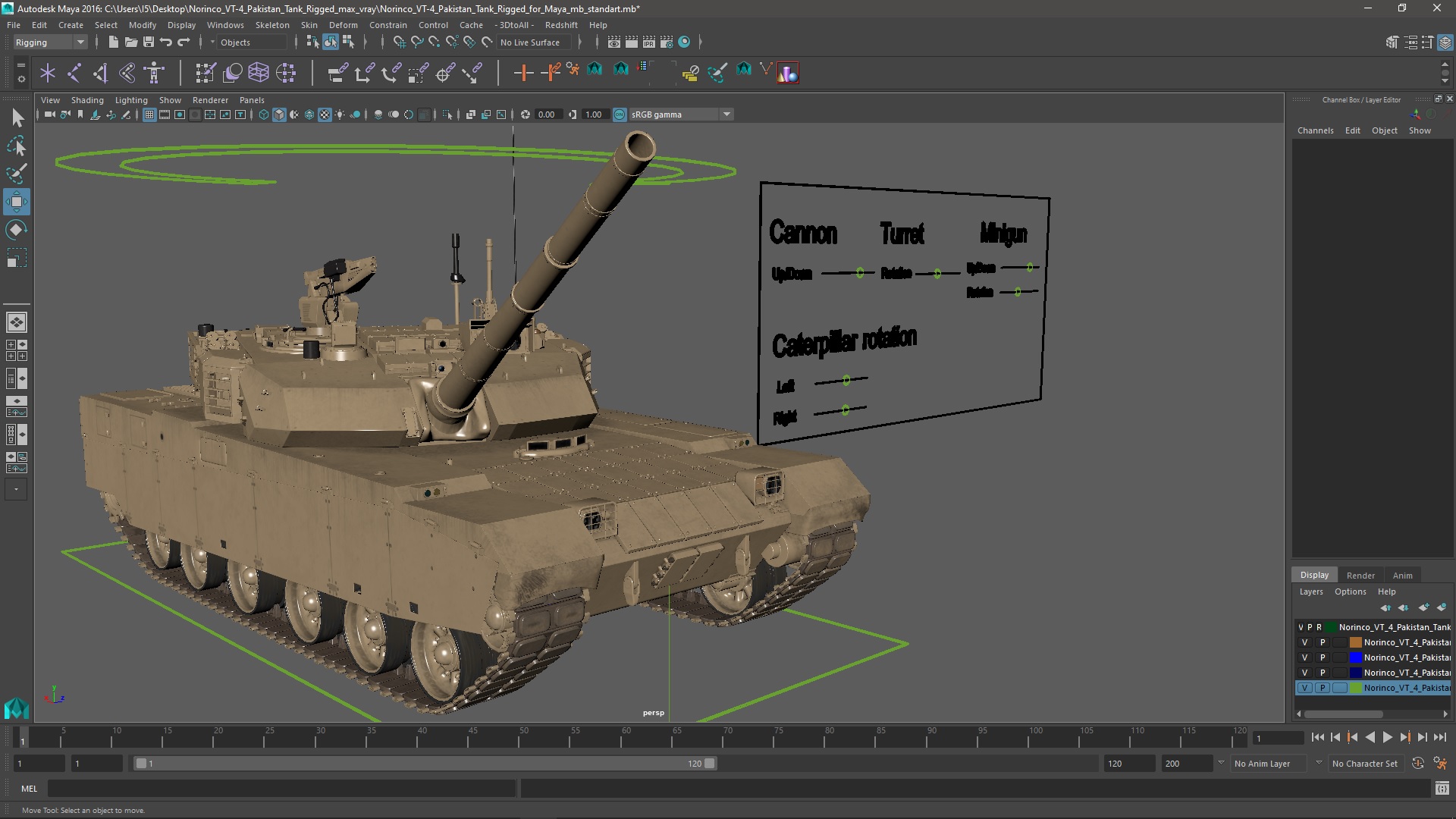Norinco VT-4 Pakistan Tank Rigged for Maya 3D