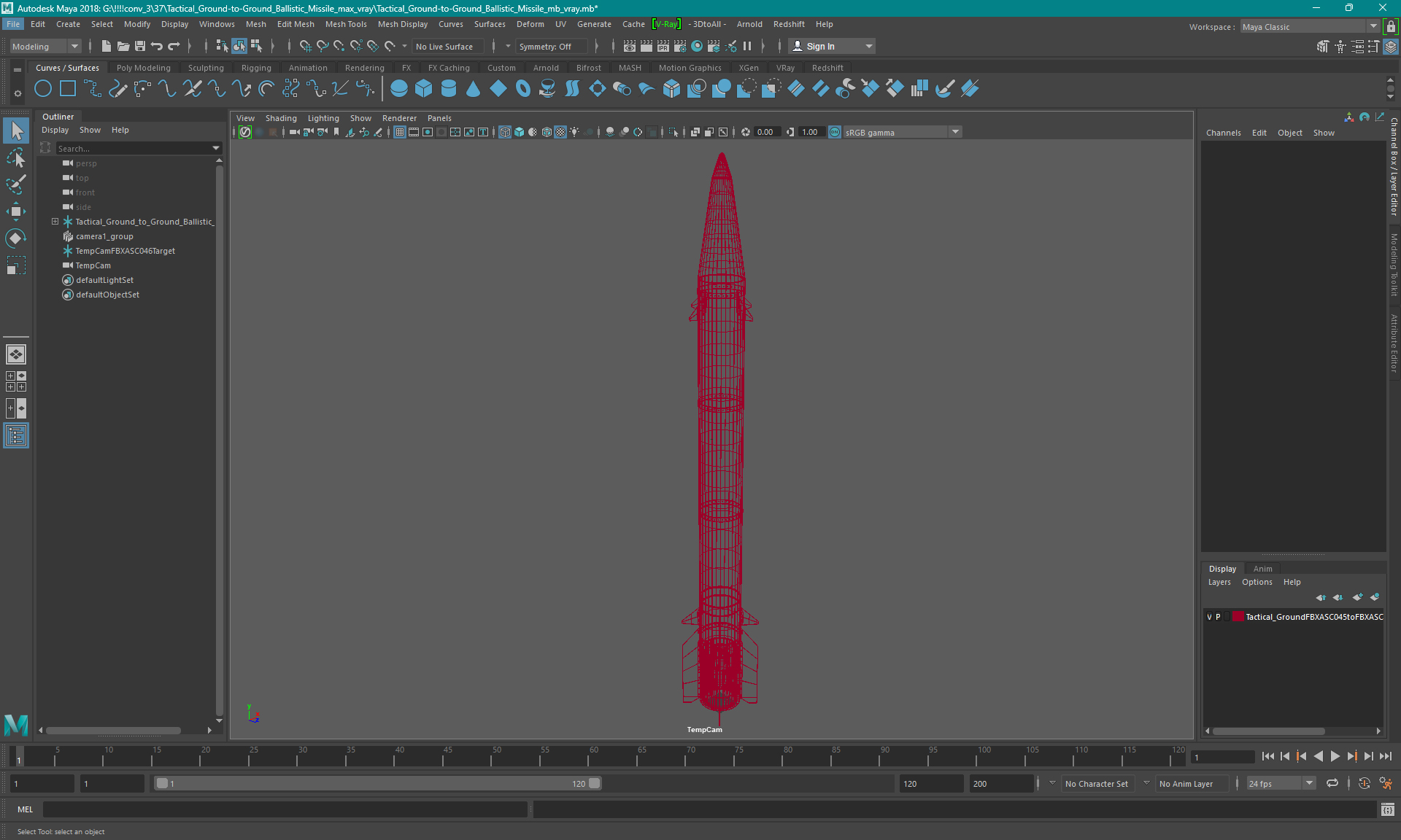 3D Tactical Ground-to-Ground Ballistic Missile model