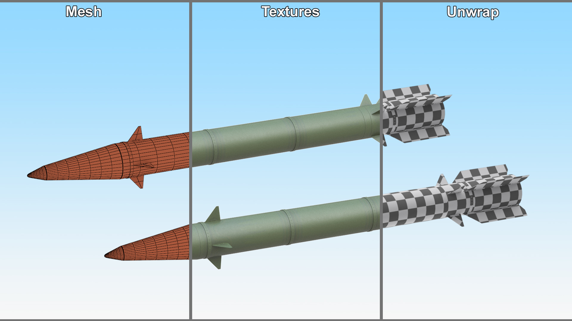 3D Tactical Ground-to-Ground Ballistic Missile model