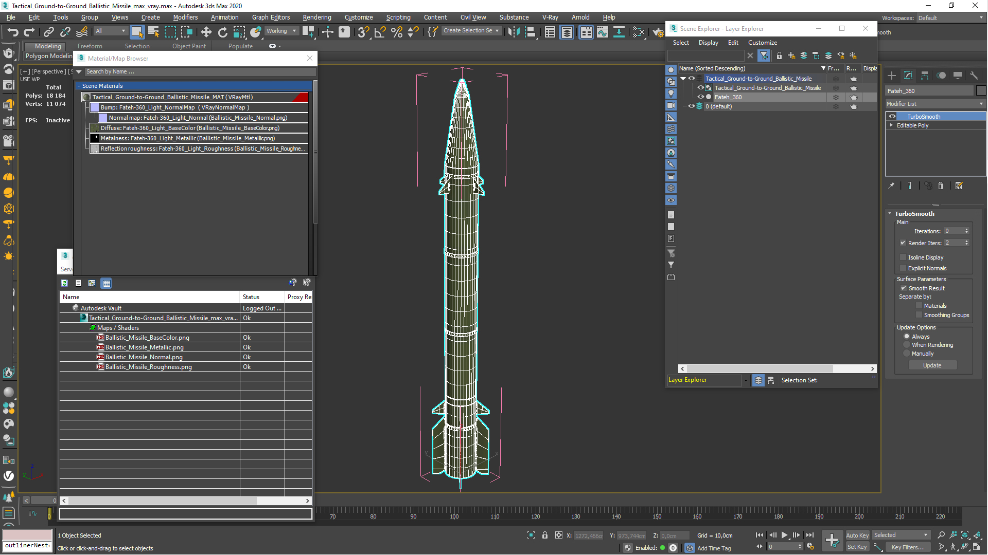 3D Tactical Ground-to-Ground Ballistic Missile model