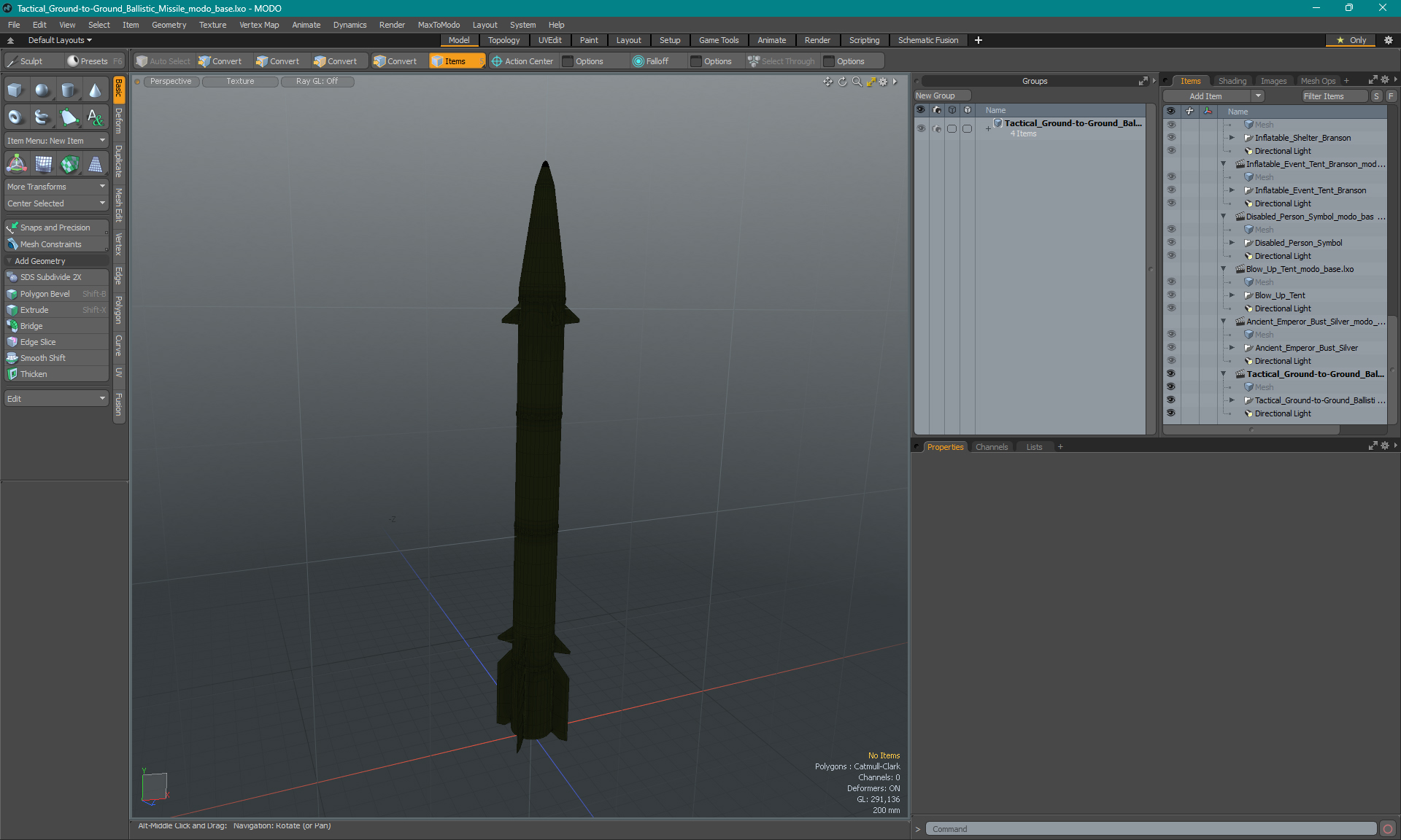 3D Tactical Ground-to-Ground Ballistic Missile model